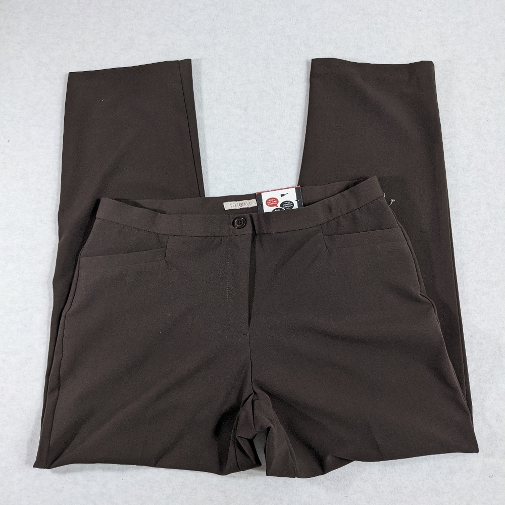 roz & ALI Brown tummy control dress Pants Size 14